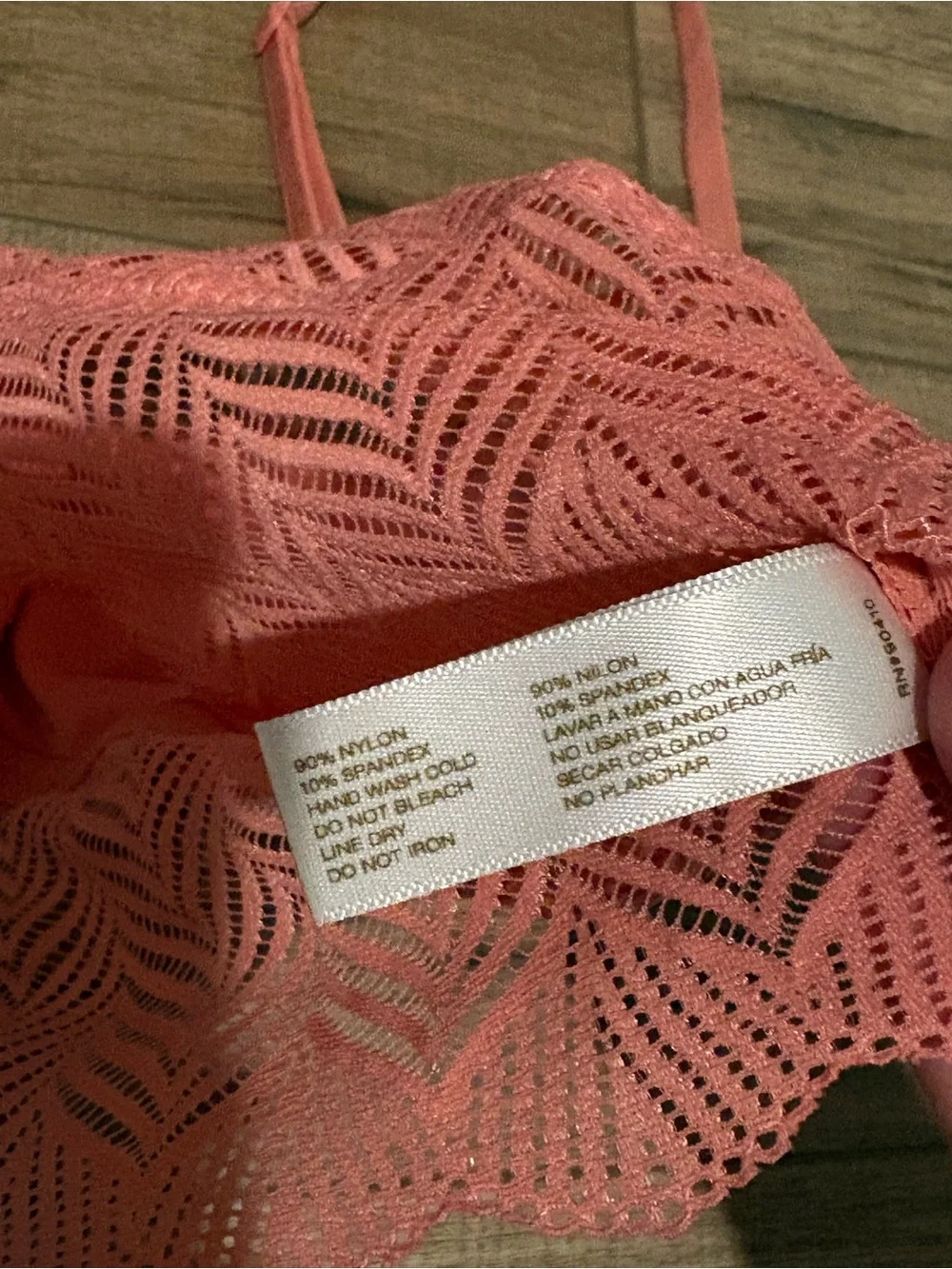 Adrienne Vittadini Longline Geo Lace Bralette Rose pink size XL